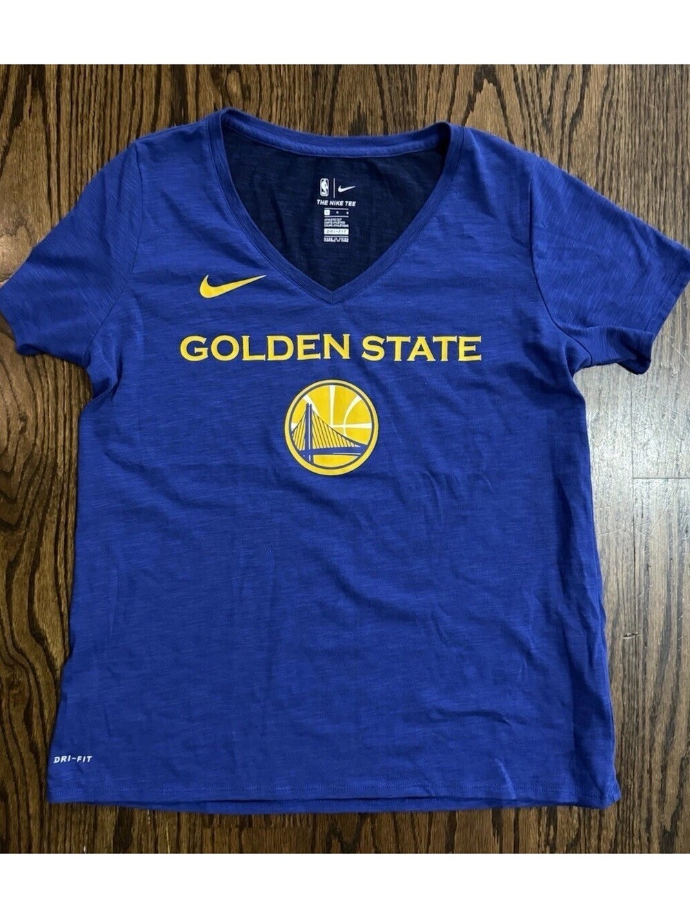 Nike Golden State Warriors Dri-FIT V-Neck Shirt Women’s Large Blue NBA Tee
